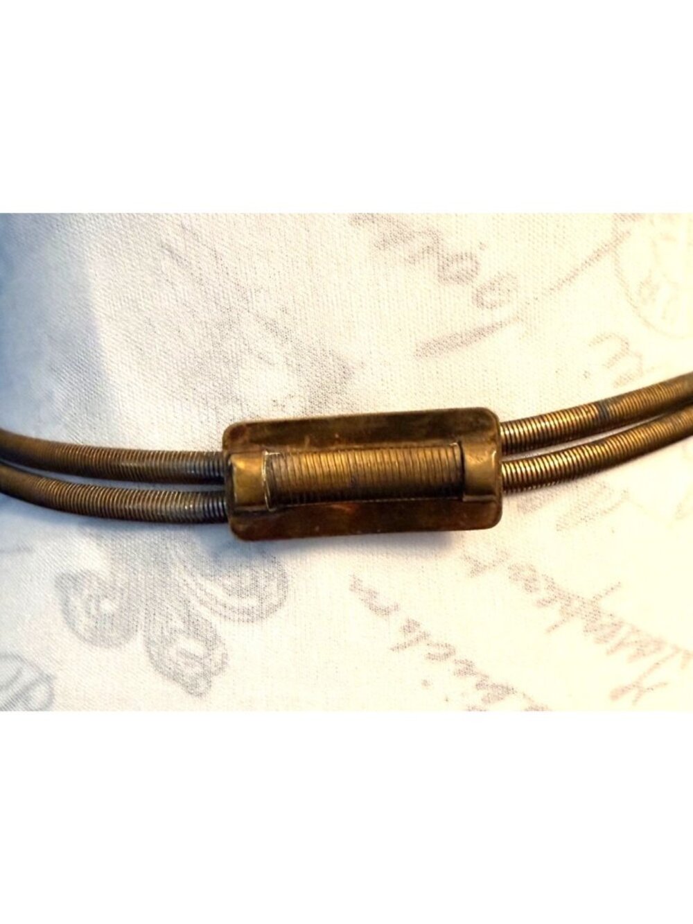 Vintage 1980s Coil Belt Gold Tone Double Strand Stretch Snake Chain 25" To 32" - Picture 4 of 8